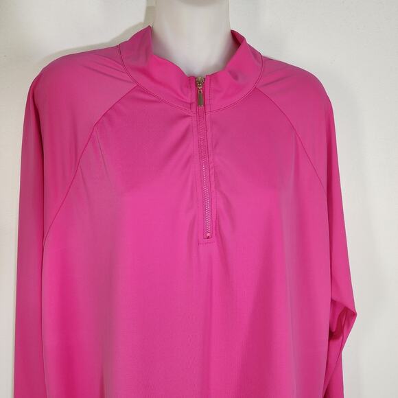 Susan Graver Women's Soleil Rashguard Top Size 22W Pink Half Zip UPF 30 Outdoor - Picture 3 of 9